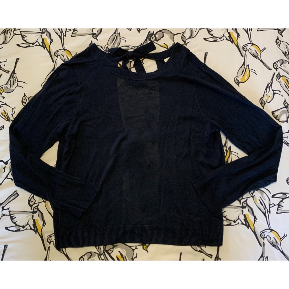 NWOT Navy Blue Sweater with Bow Ties in the Back